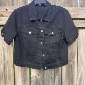 Black Denim Short Sleeve Jacket